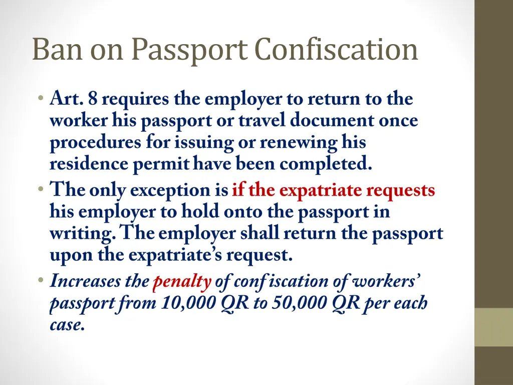 ban on passport confiscation