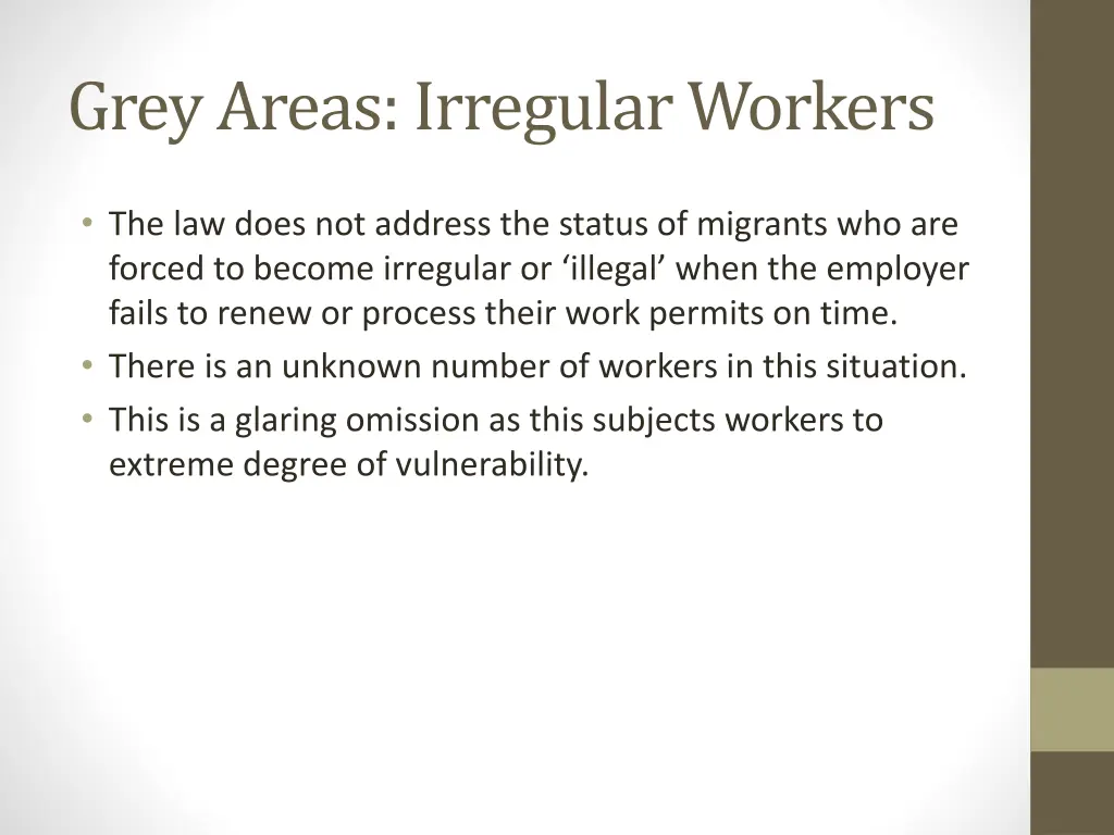 grey areas irregular workers