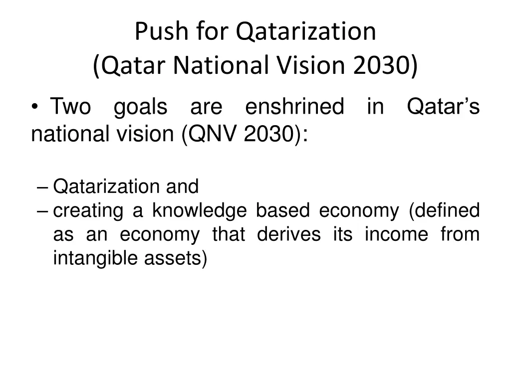 push for qatarization qatar national vision 2030