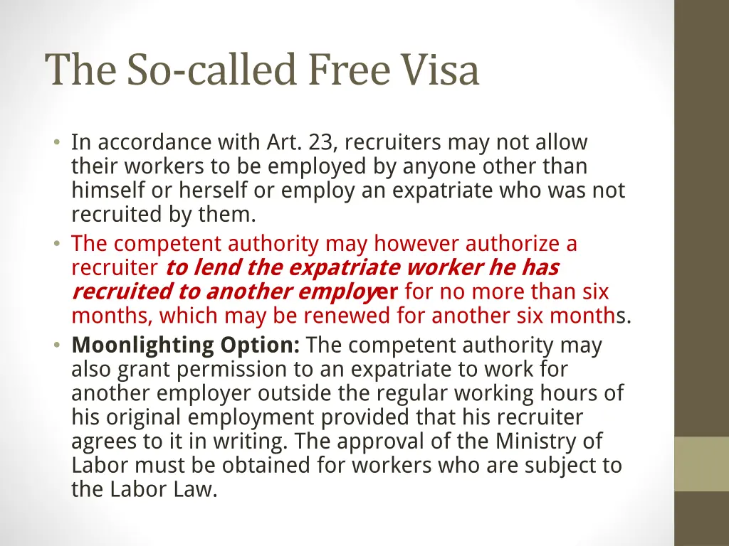 the so called free visa