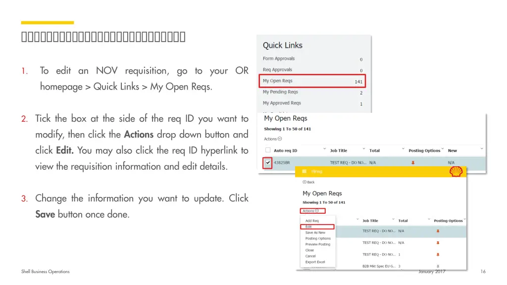 to edit an nov requisition go to your or homepage