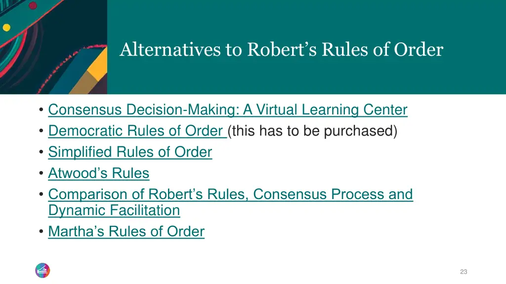 alternatives to robert s rules of order