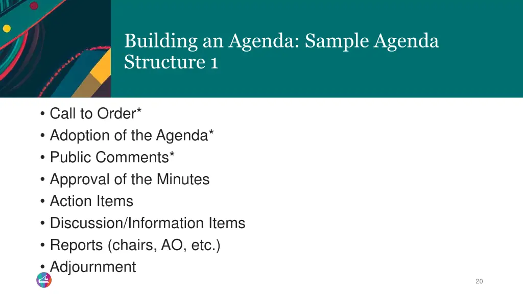 building an agenda sample agenda structure 1