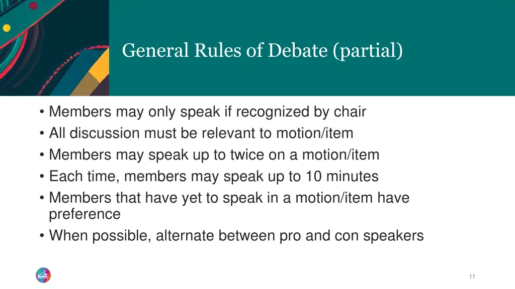 general rules of debate partial