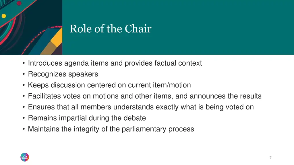 role of the chair