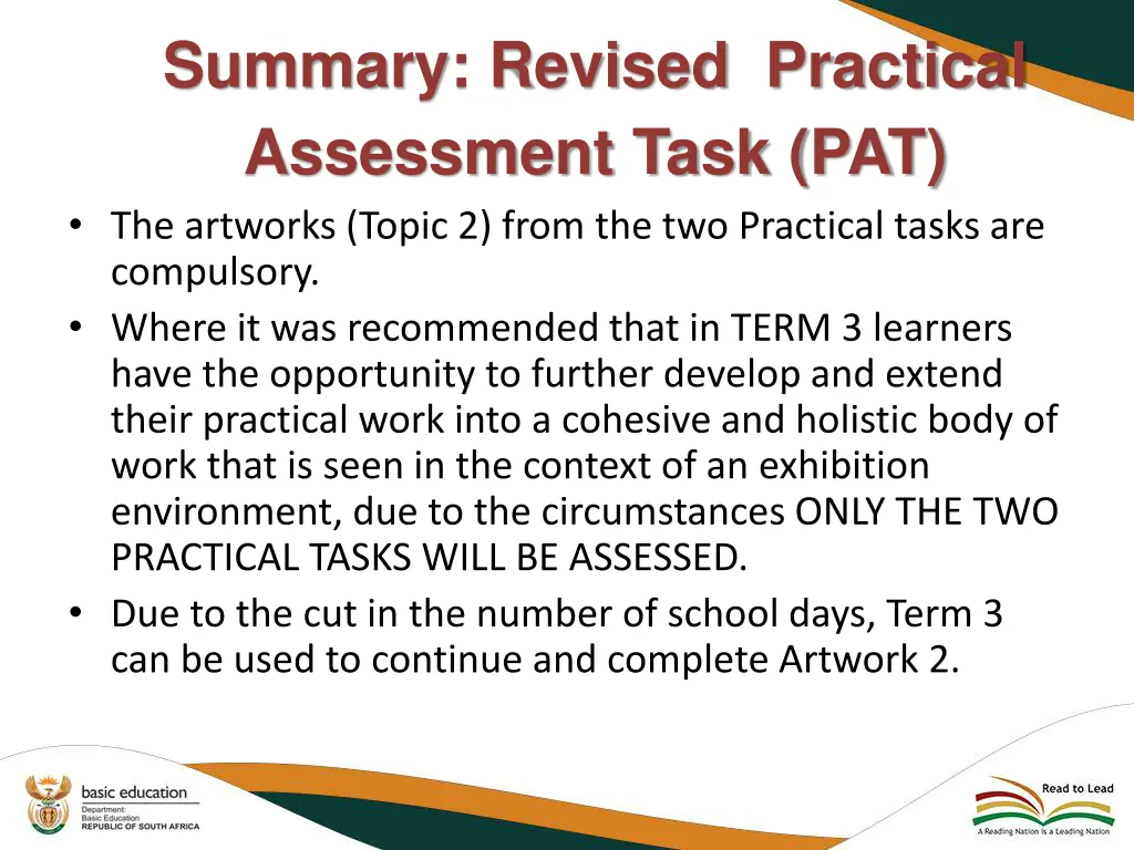 summary revised practical assessment task