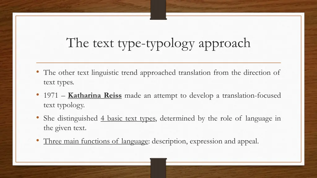 the text type typology approach
