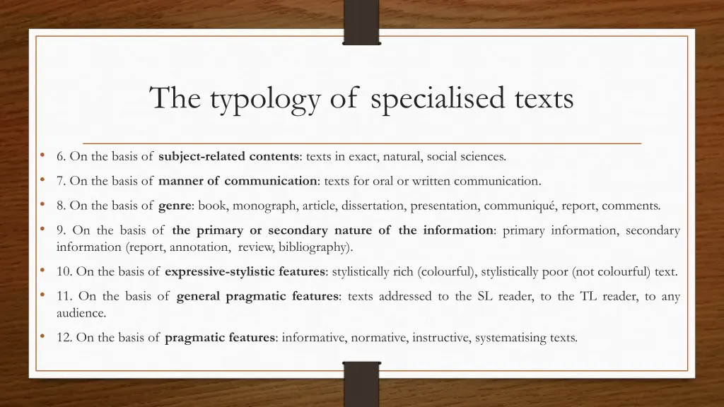 the typology of specialised texts 1