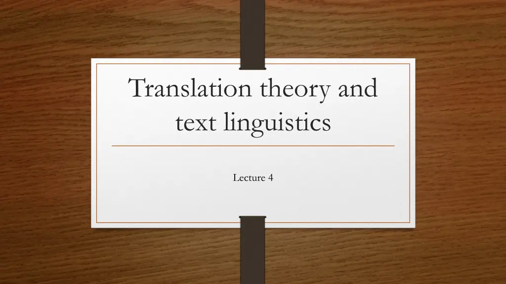 translation theory and text linguistics