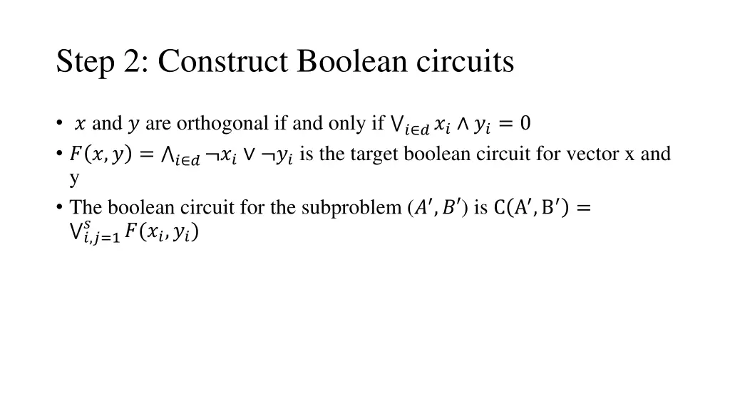 step 2 construct boolean circuits
