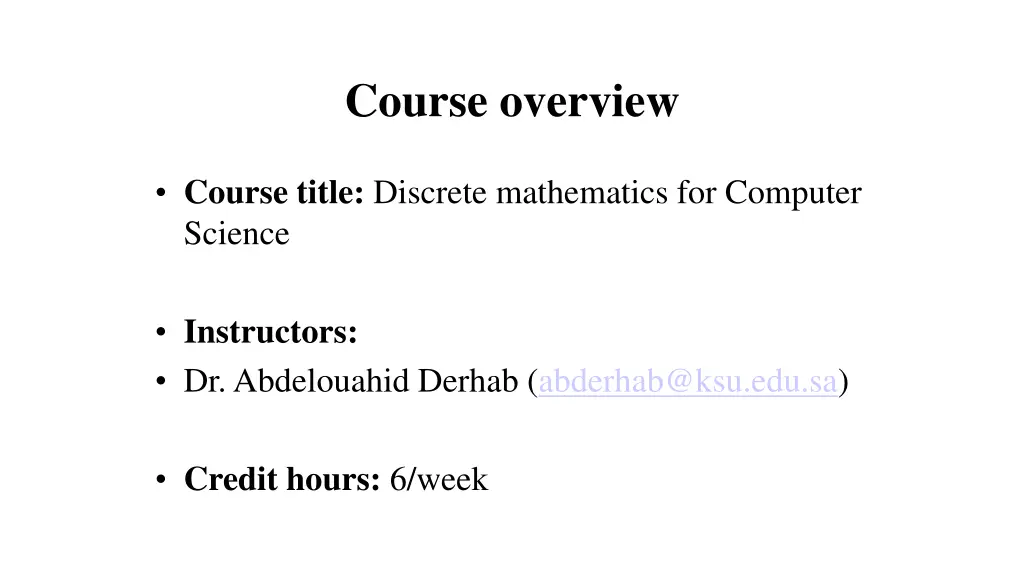 course overview