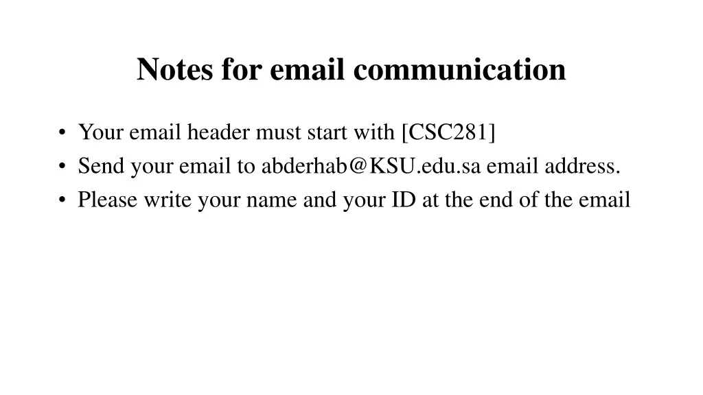 notes for email communication