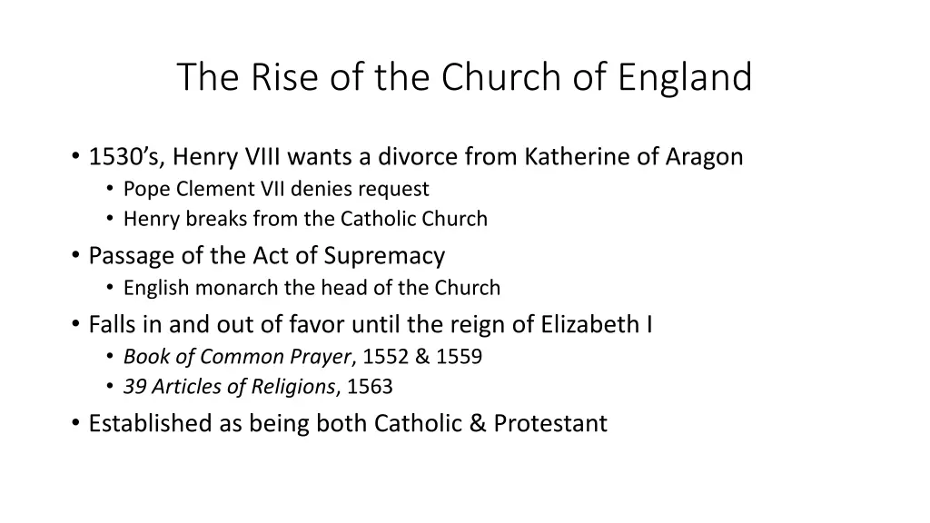 the rise of the church of england