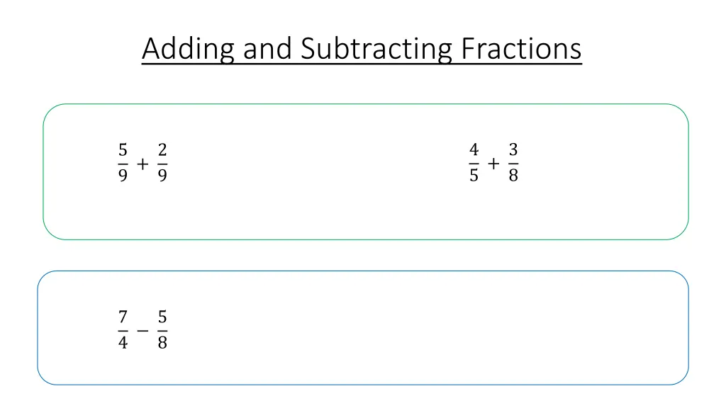 adding and subtracting fractions