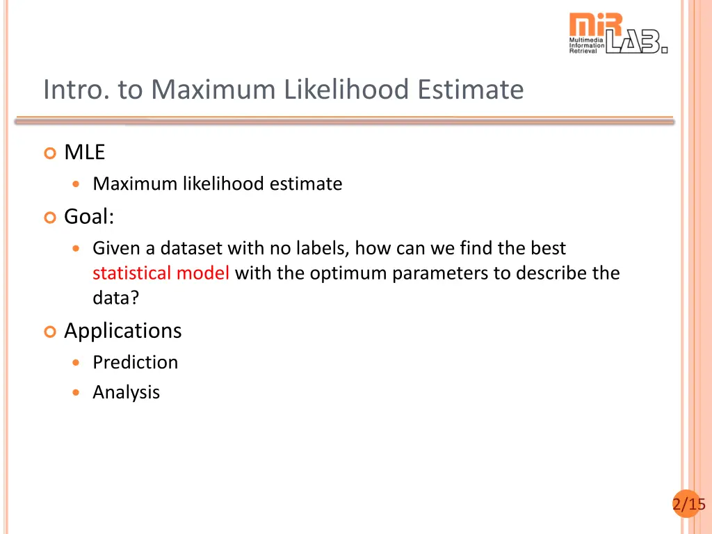 intro to maximum likelihood estimate