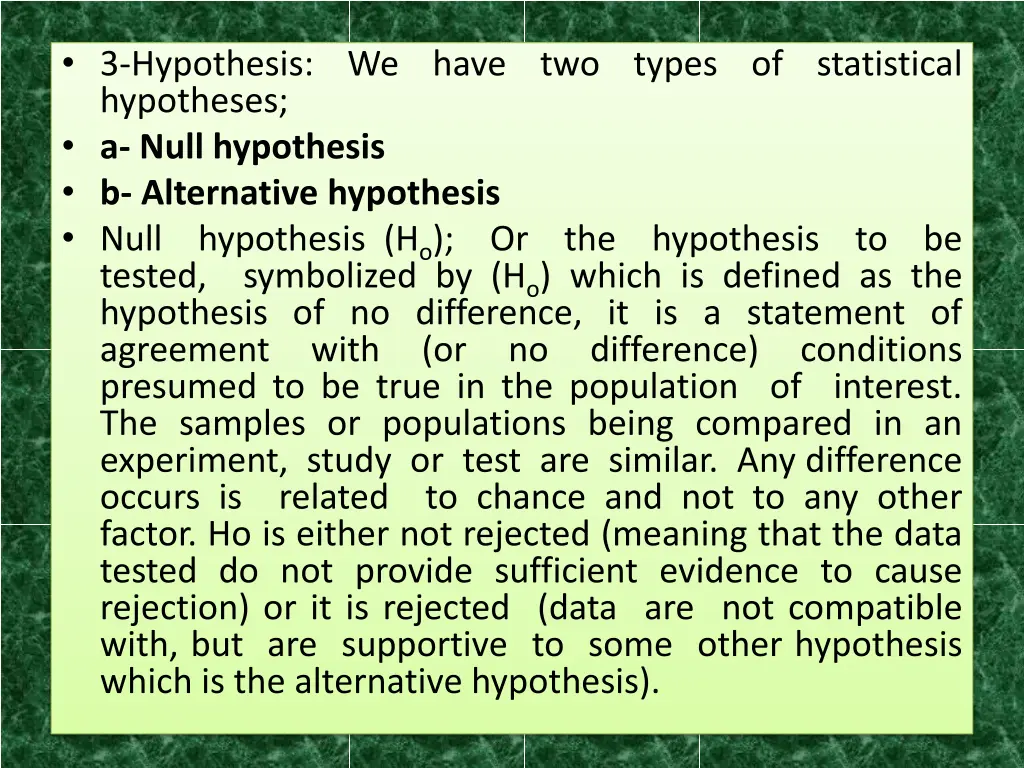 3 hypothesis we have two types of statistical