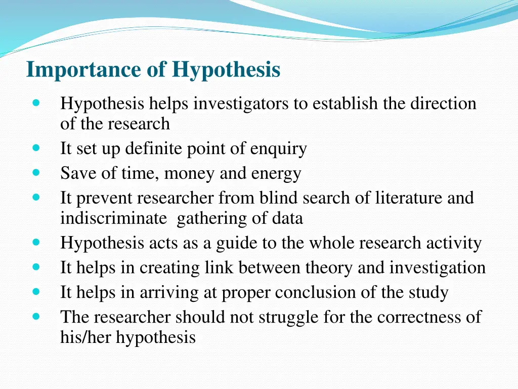 importance of hypothesis