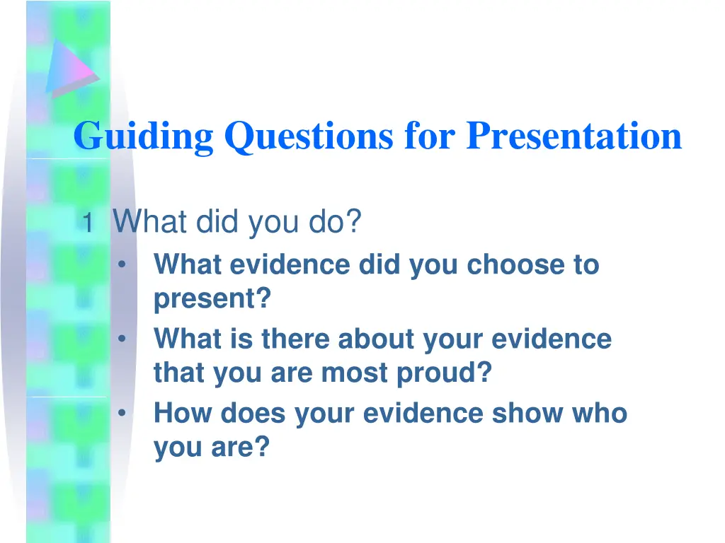 guiding questions for presentation