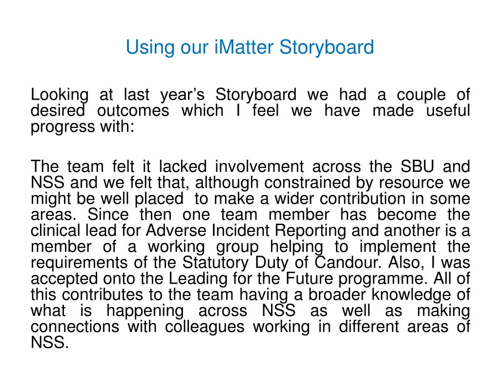using our imatter storyboard