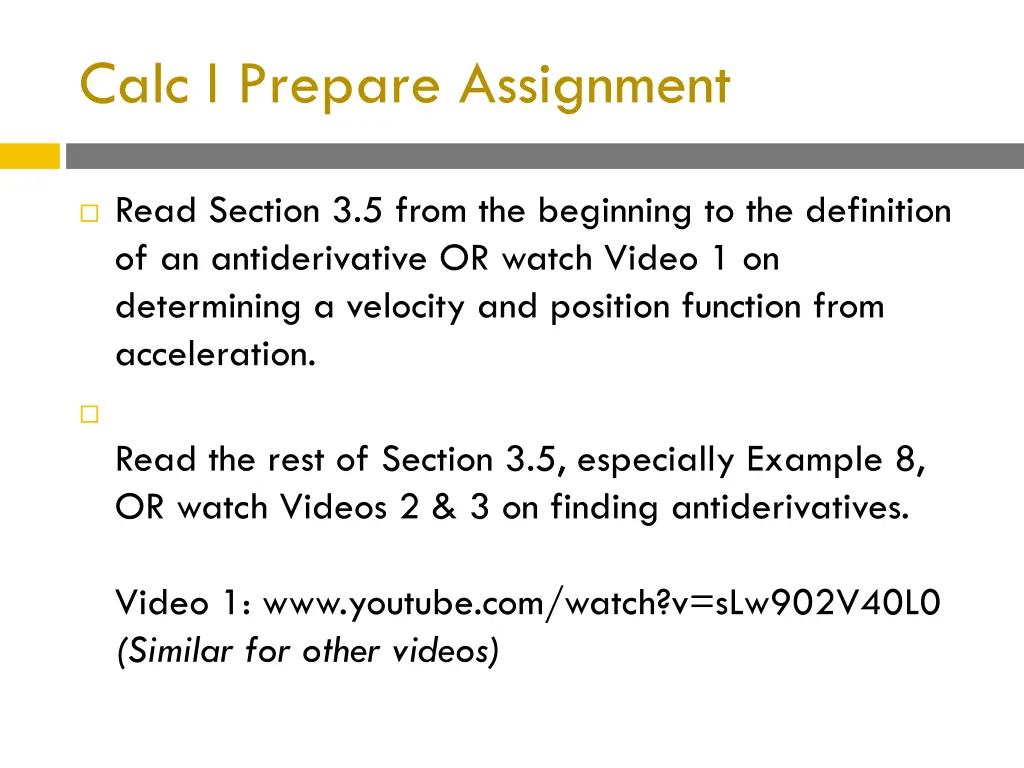 calc i prepare assignment
