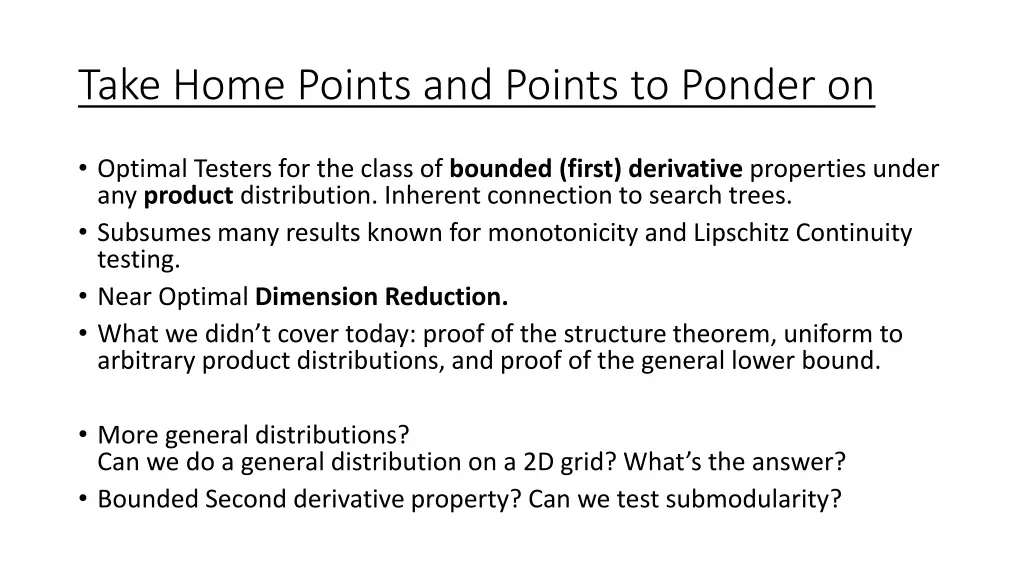 take home points and points to ponder on