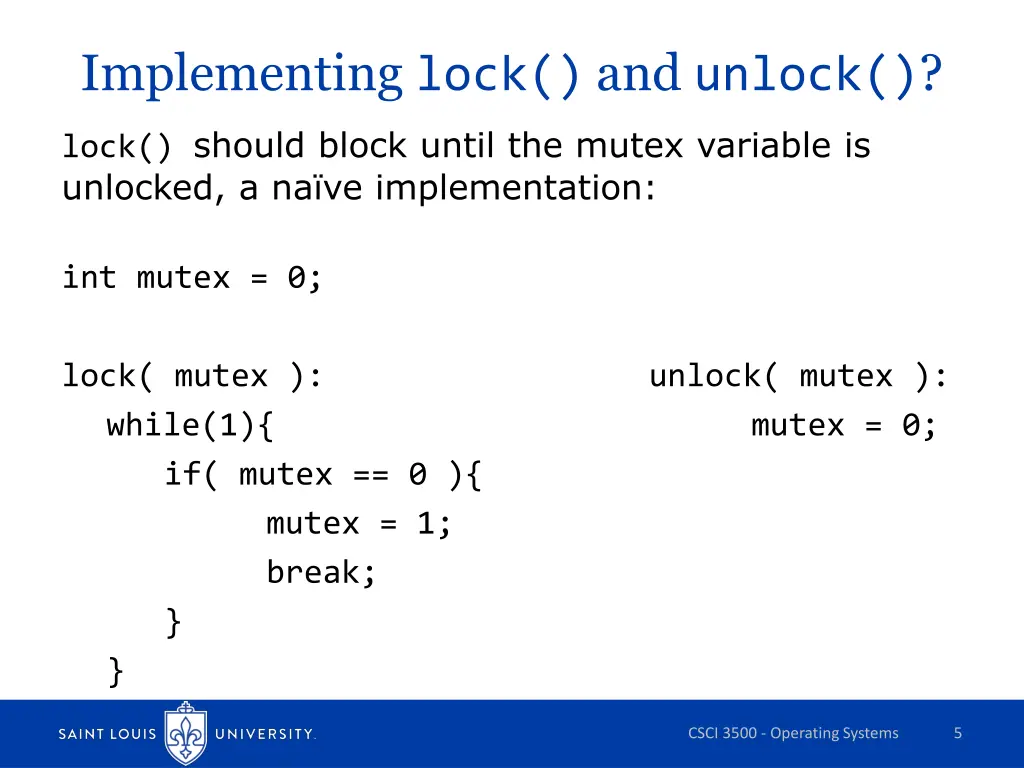 implementing lock and unlock