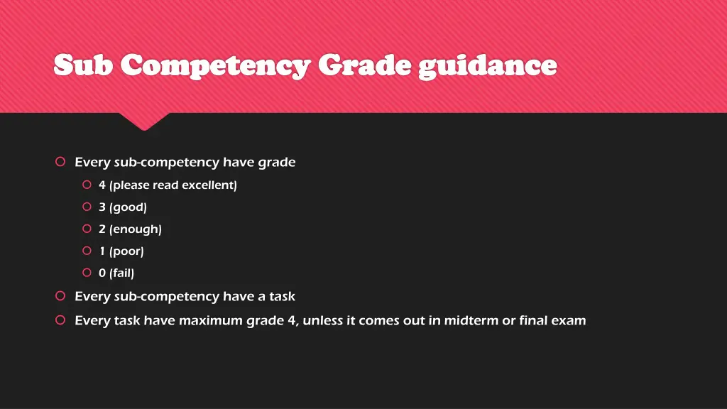 sub competency grade guidance sub competency