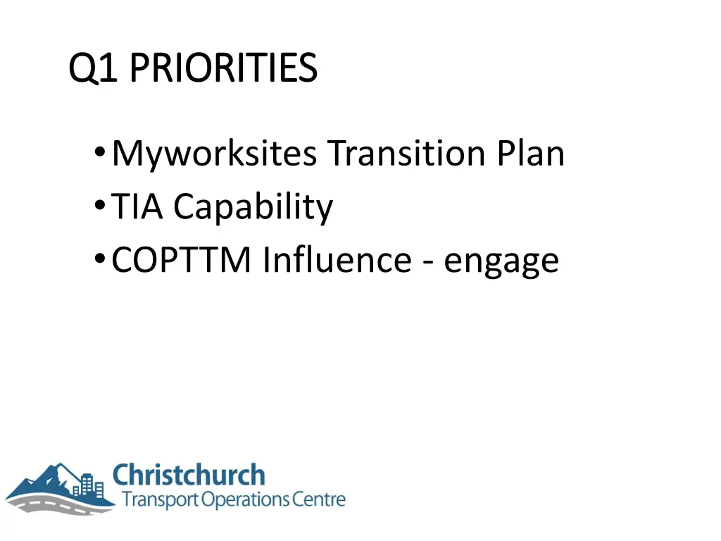 q1 priorities q1 priorities