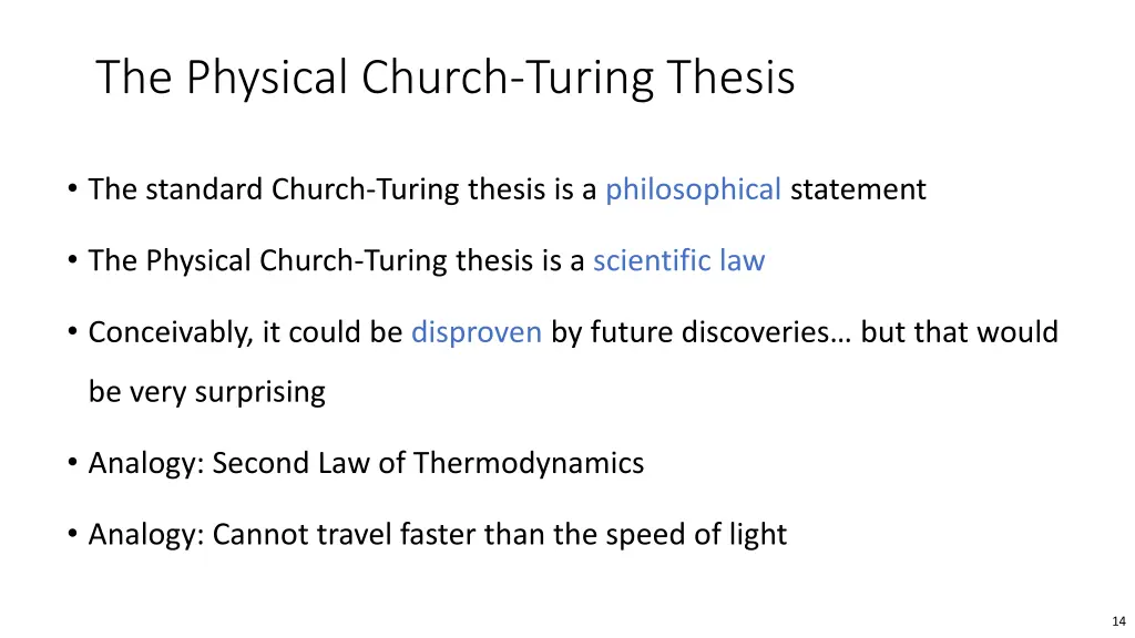 the physical church turing thesis 1