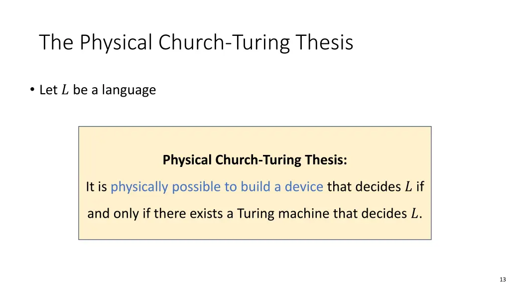 the physical church turing thesis