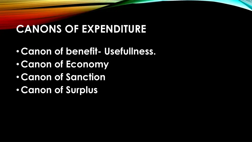 canons of expenditure