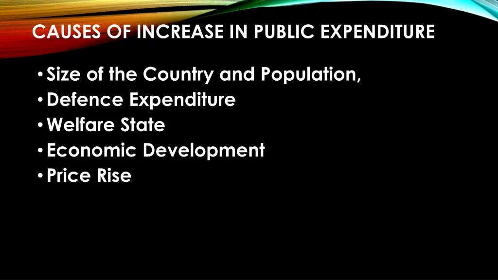 causes of increase in public expenditure