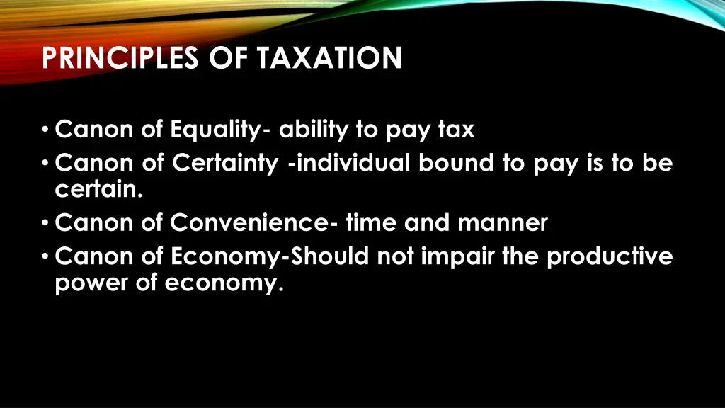 principles of taxation