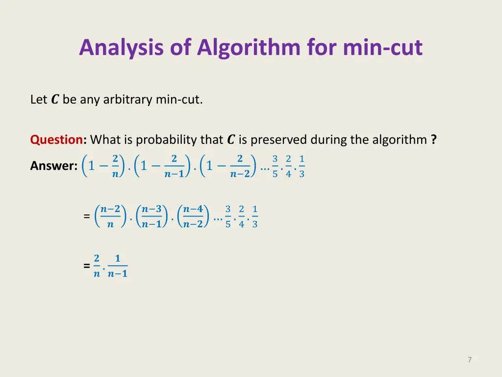 analysis of algorithm for min cut