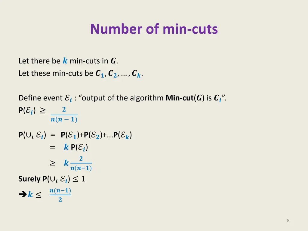 number of min cuts