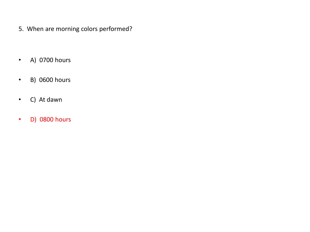 5 when are morning colors performed