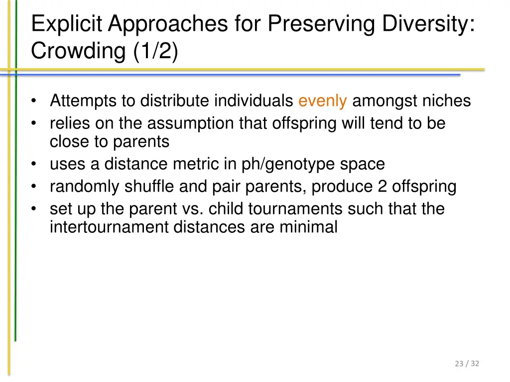 explicit approaches for preserving diversity 2