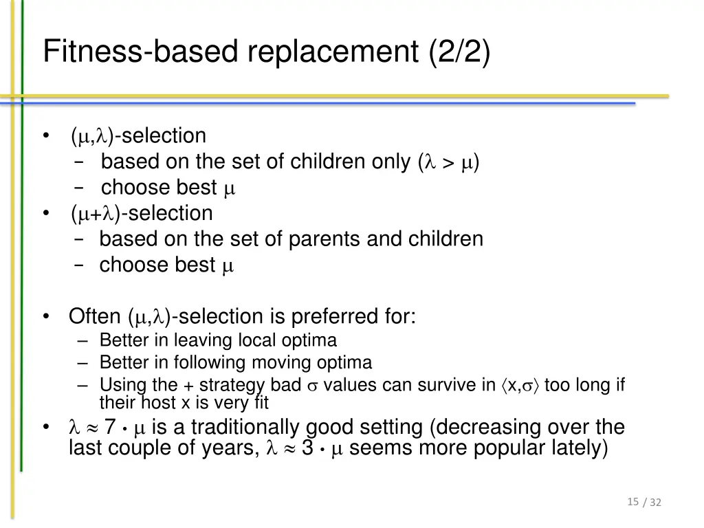 fitness based replacement 2 2