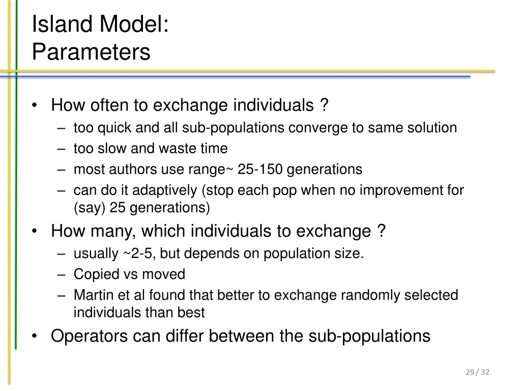 island model parameters