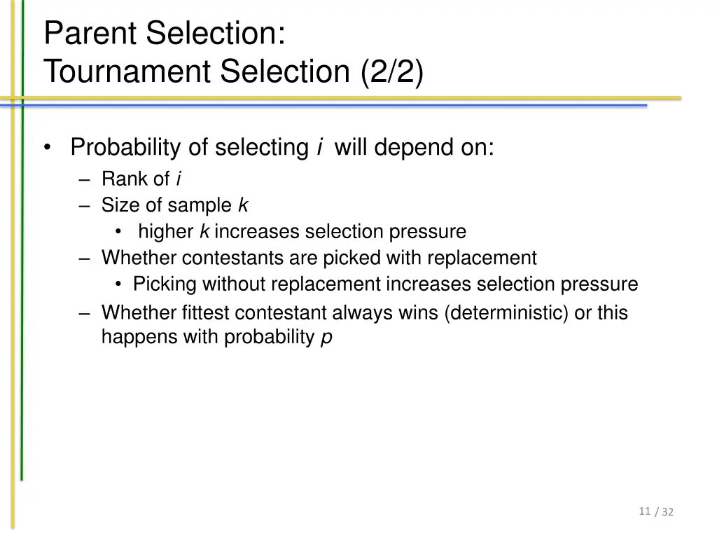 parent selection tournament selection 2 2