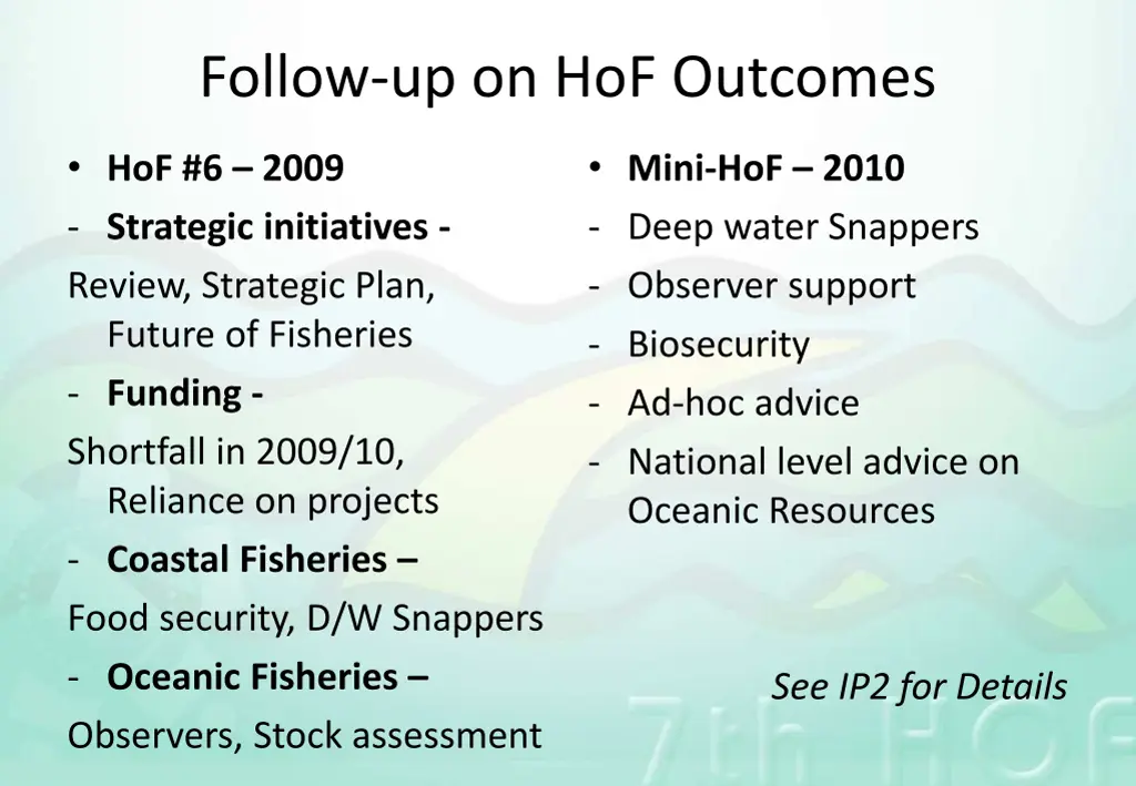 follow up on hof outcomes