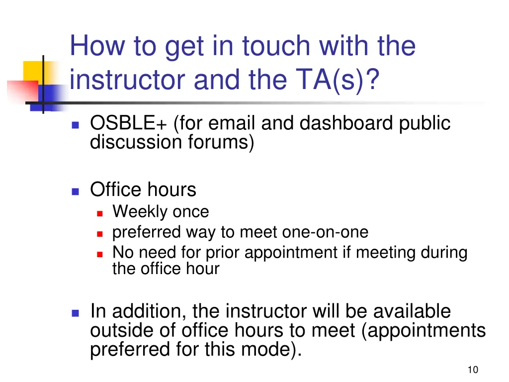 how to get in touch with the instructor