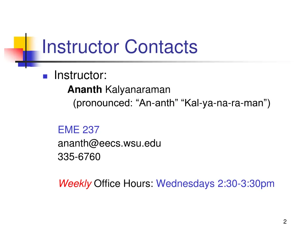 instructor contacts