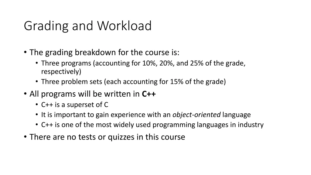 grading and workload