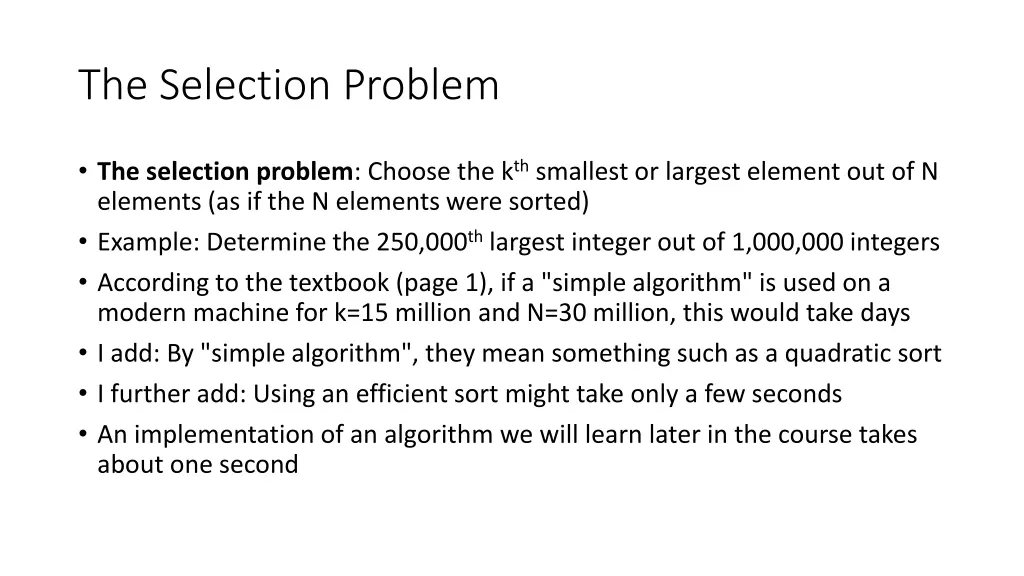 the selection problem