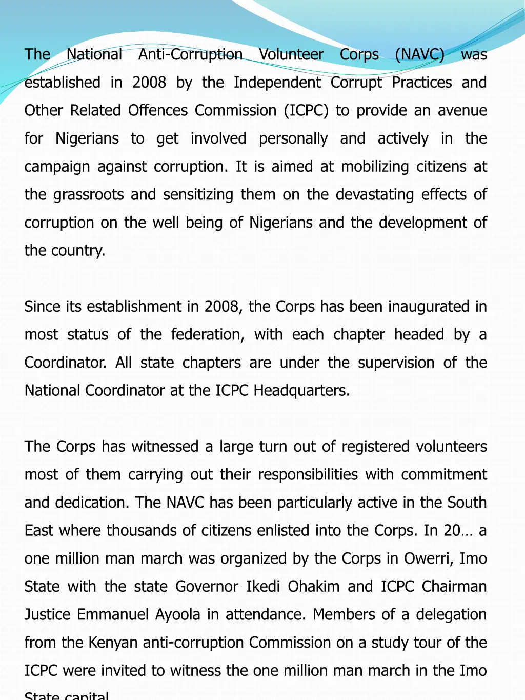 the national anti corruption volunteer corps navc