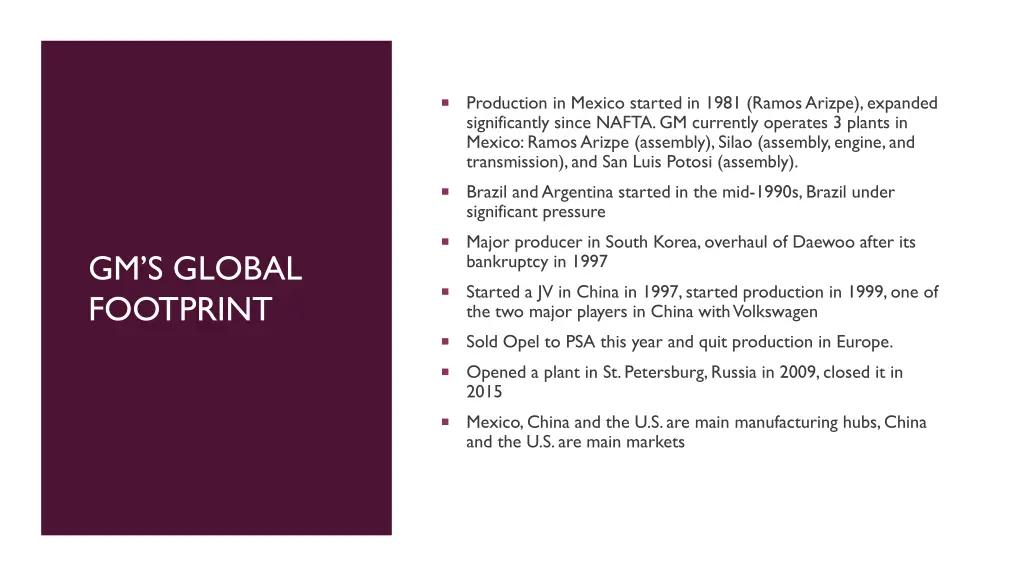 production in mexico started in 1981 ramos arizpe