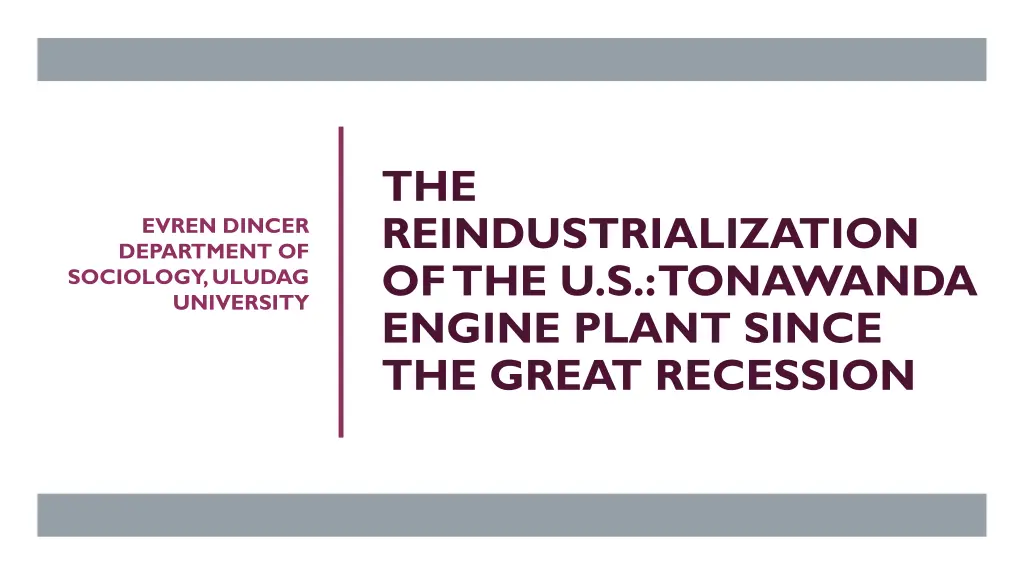 the reindustrialization of the u s tonawanda