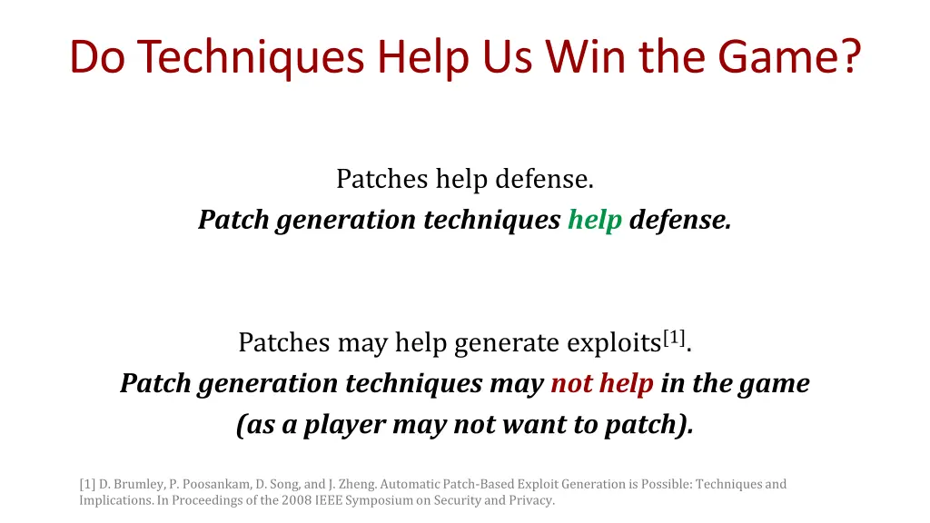 do techniques help us win the game 1