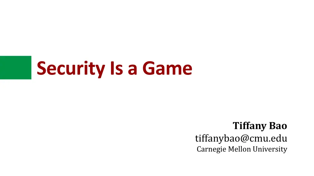 security is a game